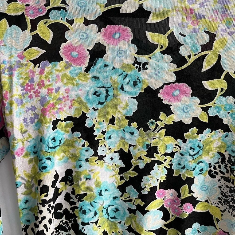 Vintage Rafael Micro Mesh Floral Button Front Top - Picture 4 of 7